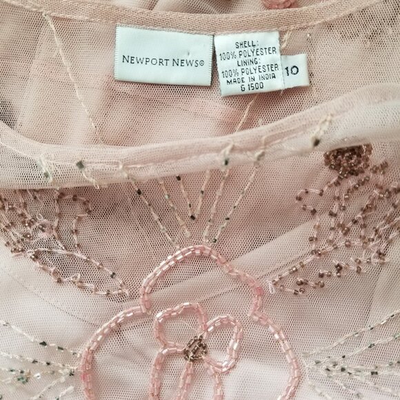 Vintage 1920's Flapper Style Pale Pink Dress with Glass Beadwork Ladies Size 10 - Picture 15 of 15